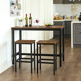 VASAGLE Lot Table et Chaises de Bar, Table Haute avec 2 Tabourets de Style Industriel, pour Cuisine, Salle à Manger, Salon, Marron rustique LBT15X