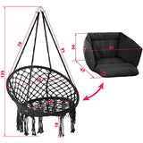 TecTake 800708 Fauteuil Suspendu Relax Design de Jardin en Coton, 1 Place, Intérieur et extérieur, Coussins Confortables Inclus - Couleur au Choix - (Noir | no. 403203)