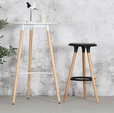 KOSMI - Tabouret Noir Style scandinave Oslo avec Coque en résine Noire et Pieds en Bois Naturel