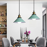 iDEGU Lustre Rétro Suspension Luminaire Vintage 22CM Métal Plafonnier Abat-jour Industriel E27 Lampe de Plafond pour Salon Cuisine Chambre Restaurant (Vert - 1 Lampe)
