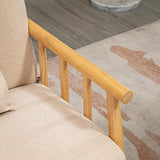 HOMCOM Canapé à 2 Places Fauteuil Salon Moderne et Scandinave Style Naturel en Bois et Tissu - dim. 123L x 69l x 74H cm - Beige