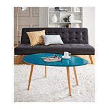 STONE Table basse ovale scandinave bleu paon laqué - L 98 x l 61 cm