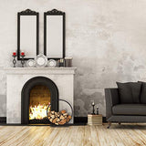relaxdays 10028773 Cheminée, Range bûches Rond, Acier, étagère Cercle Bois, HxlxP 65x61x26 cm, Noir