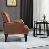SEPNINE Fauteuil Classique en Cuir synthétique - pour Salon et Chambre - Charge maximale : 150 kg (Brun)