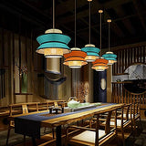 Ybzx Plafonnier Style Chinois Tissu Lustre Simplicité Restaurant Café Rotin Art Lampe Tissé À La Main Tissage Pendentif Lumière E27 Drop Light Intérieur Suspension Lumière Couleur: Orange/Bleu