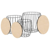 Festnight Tables gigognes Table Basse 3pcs Table de Salon Table Basse Design en Bois Massif Noir en Fer