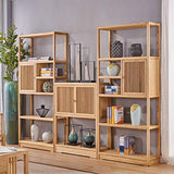Étagère de rangement en bois massif pour salle d'étude, cadre antique, stand sans peinture, étagère de rangement multicouche couleur bois trois
