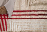 TAPISO Crystal Tapis Poils Courts Moderne Rouge Blanc Beige Motif Lignes Effet 3D Brillant Doux Tapis Salon Chambre Adulte Salle à Manger Oeko-TEX 160 x 220 cm