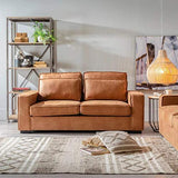 Tousmesmeubles Canapé 2 Places Camel - EROSO - L 187 x l 105 x H 89 - Neuf