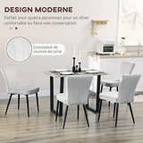 HOMCOM Lot de 4 chaises de Salle à Manger Assise en Velours avec Dossier Chaise de Cuisine Contemporain Chaise de Salon et Pieds en Acier Gris Clair