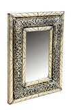 Orient Kifah Miroir mural avec cadre en bois Style oriental Argenté 35 cm