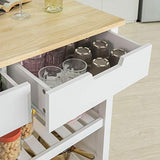 SoBuy FKW74-WN îlot de Cuisine Buffet Séparateur de Cuisine Desserte de Cuisine à roulettes Meuble de Rangement pour Cuisine et Salon avec 2 tiroirs et 2 étagères