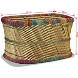 Tidyard Table Basse de Salon | Table d'appoint | Table Basse Bambou avec Tissés Chindi Multicolore 78 x 50 x 45 cm