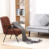 Fauteuil rembourré pour chambre à coucher avec structure en métal inoxydable Marron