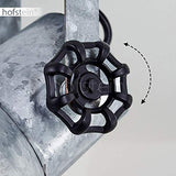 HOFSTEIN Suspension Hora en métal gris effet rouille et base aspect bois, lampe pendante retro-industrielle, hauteur ajustable, max. 109 cm, pour 1 ampoule E27, ampoule(s) non incluse(s)