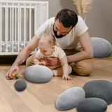 VERCART Gros Coussin de Sol Créatif Rond, énorme Pouf de Décoration pour Salon Terrasse, Coussin Decoratif 3D Imitation Pierre, Mélange de Gris Clair et Foncé 6 Pièces