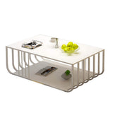 Table basse Cadre en acier industriel vent café Table carrée artificielle Conseil Countertop End Table for Salon Canapé thé Tables basses de salon (Color : White)