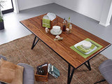Wohnling Table de salle à manger en bois massif et métal - 180 x 77,5 x 90 cm - Table de cuisine Loft massif - Table en bois avec structure en métal - Noir
