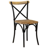 vidaXL 2X Bois de Manguier Chaises à Dossier Croisé Noir Chaise de Cuisine