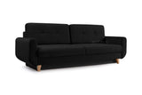 MEUBLO Canapé Convertible en Velours 3 Places Tissu Saphir (Noir)