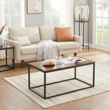 VASAGLE Table Basse pour Salon, avec Cadre en Acier, Facile à Assembler, 100 x 55 x 45 cm, Style Industriel, Marron Rustique et Noir LCT052B01