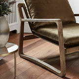 Loberon® Fauteuil Jowna en coton, mousse, bois de chêne, 67/76/95 cm, vert/marron