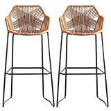 Tabouret en métal Tabouret Tabouret à la Main Chaise à Barres de rotin pour Le Petit-déjeuner Cuisine Bistro Coffee Pub 65cm