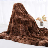 KHDJ Couverture Fausse Fourrure Douce Chaude pour Hiver Plaid Polaire Réversible Couvre-Lit à Poils Longs en Polyester pour Lit Canapé Sofa Entretien Facile,Marron,130 * 160cm