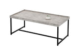 Meubletmoi Table Basse rectangulaire 120 cm - Pied métal - Plateau Effet Beton - Style Industriel Contemporain - Luna 120