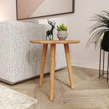 Gozos Oviedo Table Basse Gigognes, Lot de 2 | Table d'appoint Bout de Canapé Élégante en Bois de Hêtre Massif | Table Basse Idéal pour la Décoration de Style Boho | Tabouret à Fleurs | Ø 40 + 60 cm