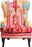 Kare design – Chaise Patchwork Aile, Tissu, Rouge/Multicolore