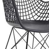 IDIMEX Lot de 4 chaises Alicante pour Salle à Manger ou Cuisine au Design Retro avec accoudoirs, Coque en Plastique Noir et 4 Pieds croisé en métal laqué Noir