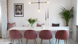 Nimara Chaise de Salle à Manger en Velours au Design scandinave | Chaises de Salle à Manger et chaises de Cuisine en Tissu | Chaise de Salle à Manger en Rose, Gris, Vert foncé et Bleu