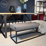 Damiware Couchy | Banc Design pour Salle à Manger, la Cuisine ou Le Couloir, Banquette d'Entrée | Longueur 121 cm | Velours et Pieds en métal (Gris)