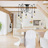 Lampop Suspension Luminaire Induistrielle Lampe Araignée 6 Bras Réglable Lampe Lustre Rétro Vintage Multi-Lumière Eclairage de plafond Luminaire Pendentif pour Chambre Restaurant Bar