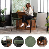 MEUBLE COSY Lot de 2 Tabouret de Bar avec Dossier et Repose-Pieds, Siège Rembourrés de 69 cm de Haut, Cadre en métal, Chaises Hautes en Tissu, Style Industriel, Vert