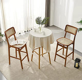 ZNMDOK Tabouret Haut en Bois Massif ， Chaise Simple chez l'habitant, de Bar à la Maison, indonésienne rotin véritable avec Dossier, Dossier Solide et sans Odeur(2 pièces), 40*42*109cm
