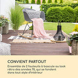 blumfeldt Skandi - 2 fauteuils à Bascule relaxants, Look rétro des années 70, Cadre en Fer, Siège en polypropylène résistant, Véritables Patins en chêne, Résistant aux intempéries, Gris