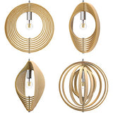 Tomons Lampe de Plafond LED en Bois Plafonnier Lustre du Style Moderne Vintage en Forme de Sphère Bandes de bois Ajustable pour Restaurants, Chambre, Salon, Salle de Bain, Café-bar, Cuisine - PL1004