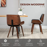HOMCOM Lot de 2 chaises de Salle à Manger Style Vintage Assise revêtement synthétique Noir et Pieds en Bois