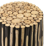 Meubletmoi Tabouret/Table d'appoint en Bois de Teck avec Peinture Noire - Style Naturel et Ethnique - Fabrication Artisanale - Tick