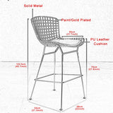 Tabouret de Bar, Tabouret de Bar Industriel Rustique 70cm, siège en Similicuir Fil + PU, Pieds en Acier en métal Blanc, idéal pour Le Salon, Le Balcon, la Maison