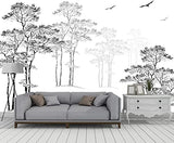 MUNXIN WALLPAPER Papier Peint Panoramique Paysage D'Arbre Croquis Noir Et Blanc Poster Tapisserie Mural Personnalisé 3D Pour Salon Chambre Décoration Murale