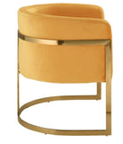 BHDesign Mercy - Fauteuil Moderne Arrondi - Velours - Acier doré - Orange