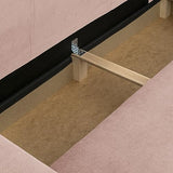 HOMIFAB Canapé d'angle Convertible réversible 4 Places avec Coffre de Rangement en Velours Fines côtes Rose pâle - Livia New
