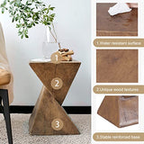 FATIVO Table d’Appoint Design Bois: Bout de Canapé de Salon Carré Béton Léger à 2 Niveaux Guéridon Style Moderne Table de Chevet Rangement pour Salon Bureau Chambre - 46x30x30cm