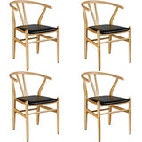 TecTake 800776 Lot de 4 Chaises Salle à Manger Cuisine Design, Cadre et Pieds en Bois, Embouts en Plastique pour protéger Le Sol - diverses Couleurs au Choix - (Naturelle | No. 403525)