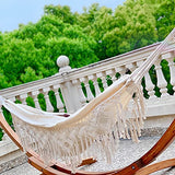 Hamac de Jardin Hamac d'extérieur Camping Lit hamac en Coton Hamacs à Franges en macramé Hamac Balcon bohème Hamac à Pompons Fait à la Main Hamac Double 2 Personnes Domicile Arrière-Cour Plage Patio