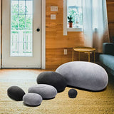VERCART Gros Coussin de Sol Créatif Rond, énorme Pouf de Décoration pour Salon Terrasse, Coussin Decoratif 3D Imitation Pierre, Mélange de Gris Clair et Foncé 6 Pièces
