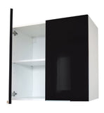 Berlenus CP8HN Meuble Haut de Cuisine avec 2 Portes Noir Haute Brillance 80 cm